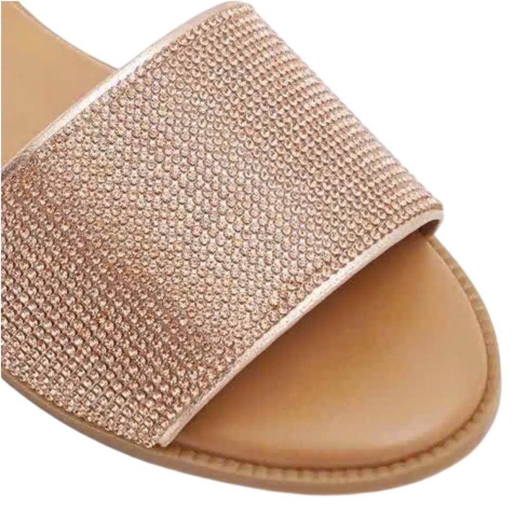 Call It Spring Rose Gold Rhinestone Slide Sandal 7